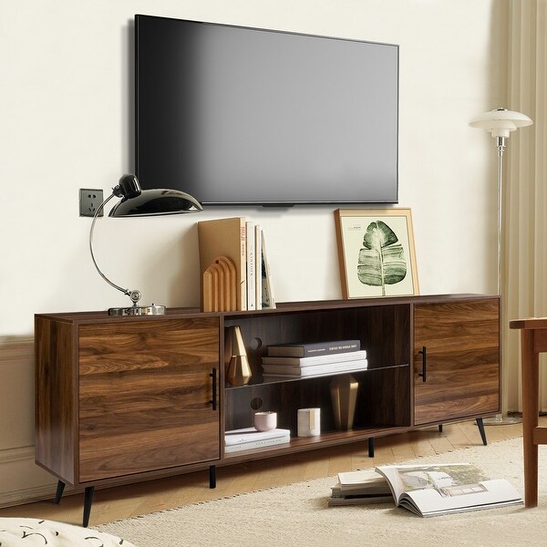 Media TV Stand and Entertainment Center for up to 65 inch TV with Adjustable Glass Shelf