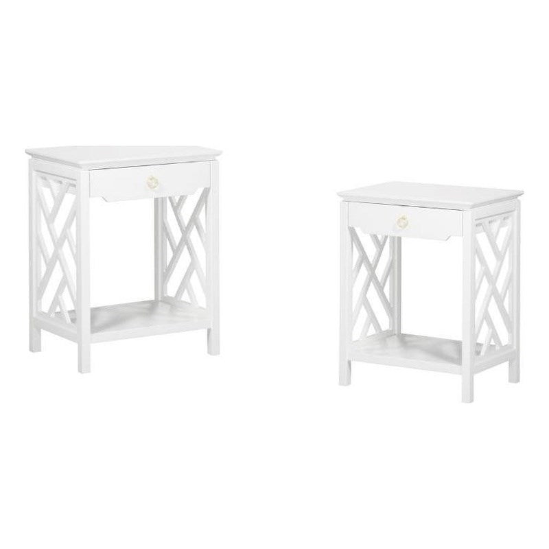 Comfort Pointe (Set of 2) Modern Night Stand in White