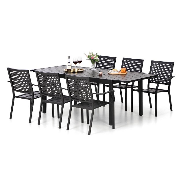 7pc Outdoor Dining Set With Expandable Metal Table Captiva Designs