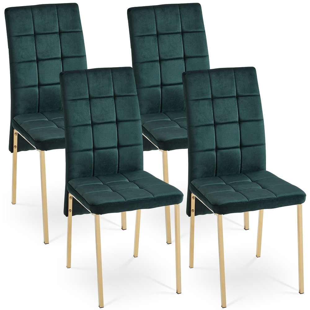 4 pc Velvet Dining Chairs  Lattice Design High Backrest Side Chairs