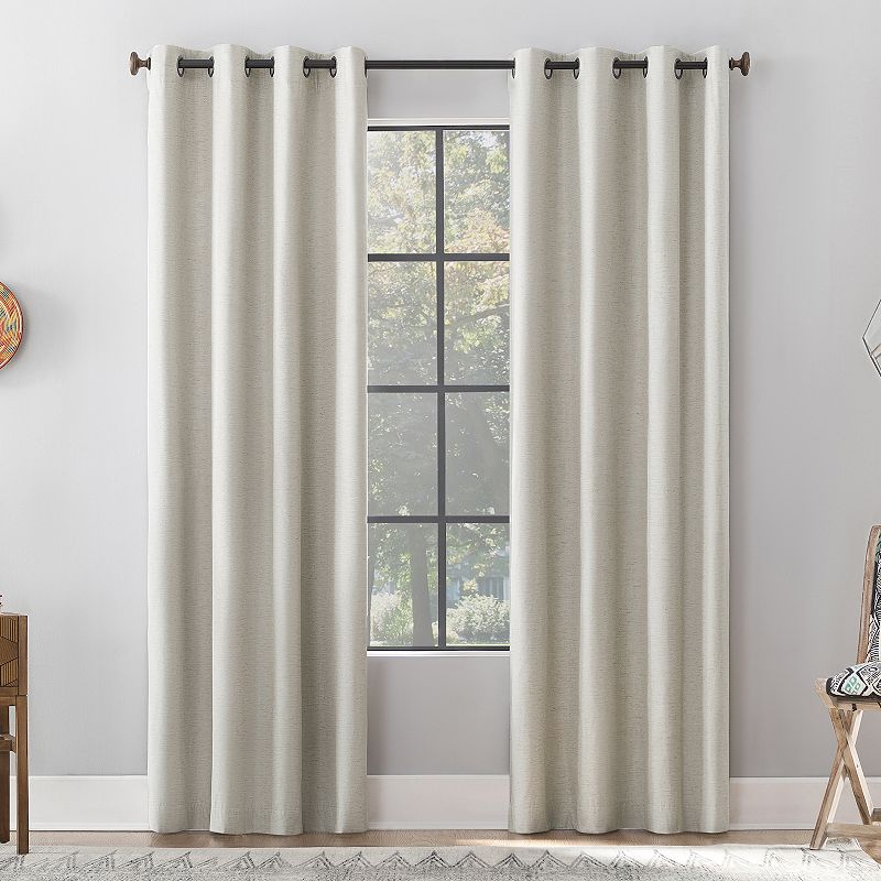 Archaeo Textured Linen Blend Total Blackout Grommet Top Single Curtain Panel