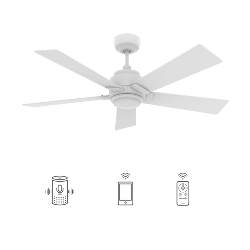 CARRO Aspen 52 in Dimmable LED IndoorOutdoor White Smart Ceiling Fan with Light and Remote Works with AlexaGoogle Home