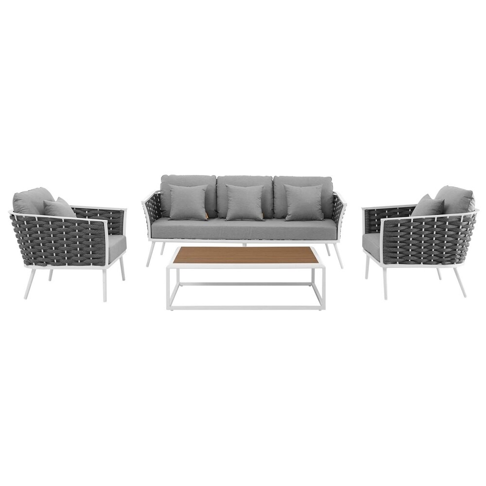 Stance 4 Piece Outdoor Patio Aluminum Sectional Sofa Set   n/a