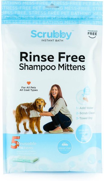 Scrubby Instant Bath Rinse Free Dog Shampoo Mittens