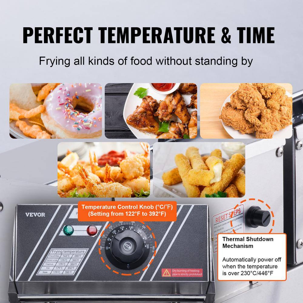 VEVOR Commercial Electric Deep Fryer 18.2 qt. Electric Countertop Fryer 3000 Watt Stainless Steel Dual Deep Fryer Silver SG24L5000W12LIEZIV1