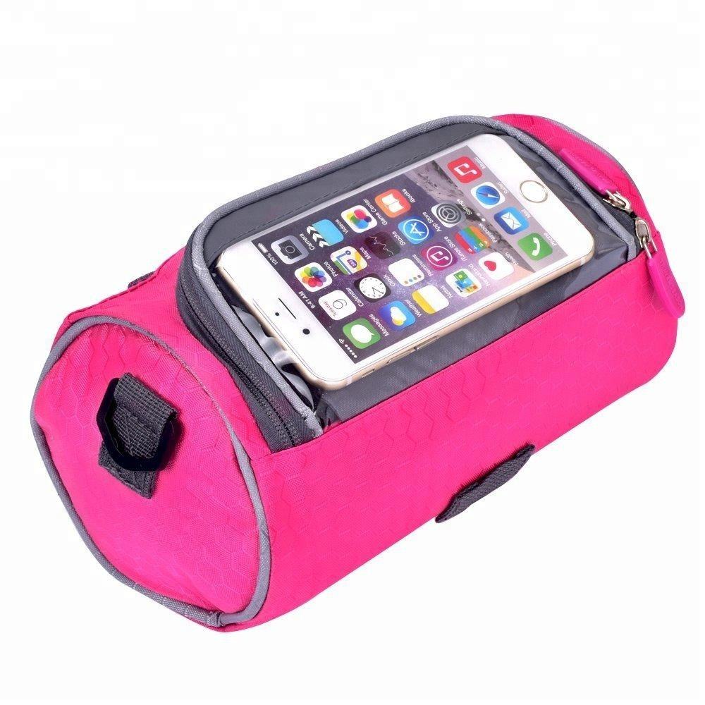 Multifunction Cycling Cylindrical Portable Waterproof Bicycle Bike Front Handlebar Bag with Transparent Pouch