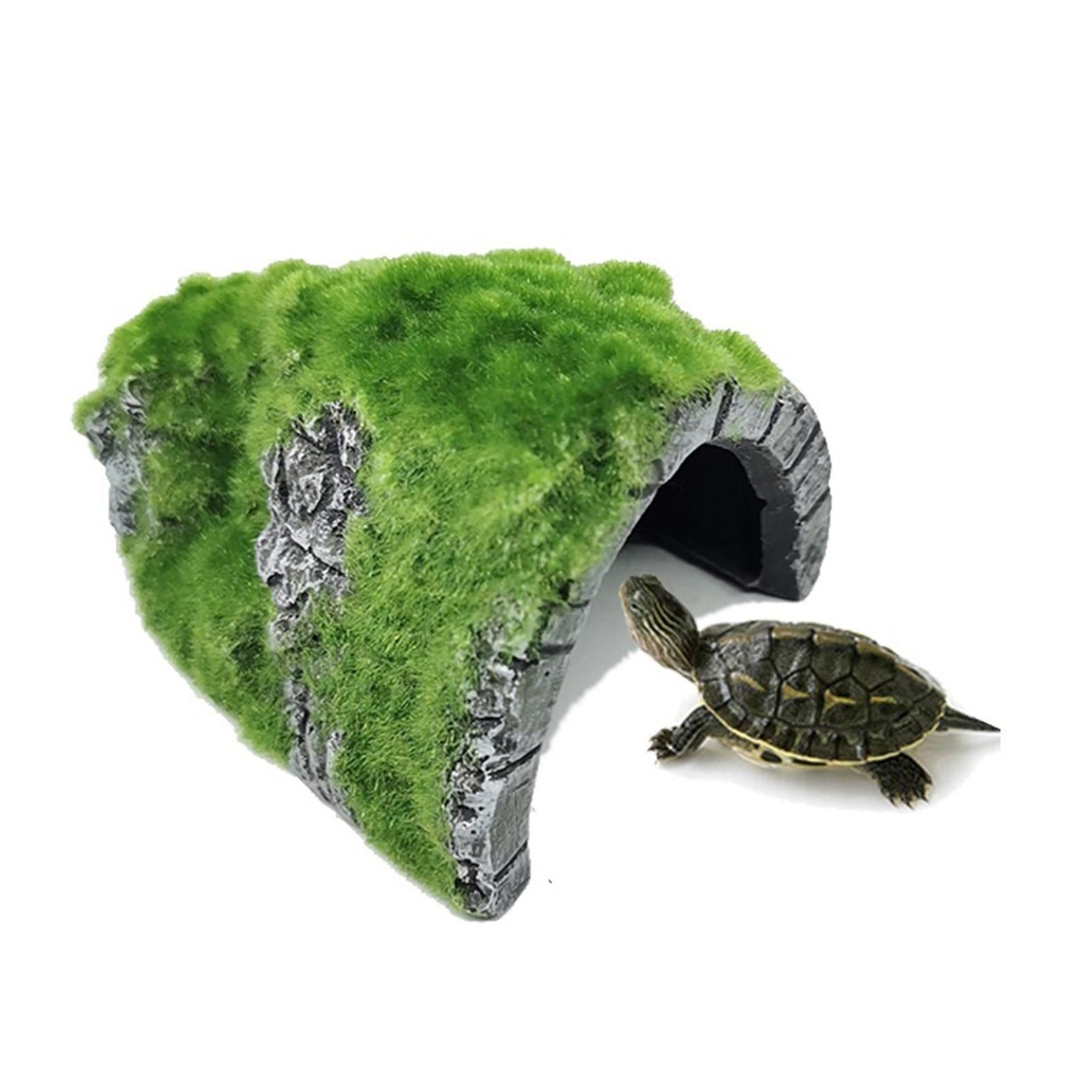 Reptile Hiding Cave Resin Material Natural Non- Hideout for Small Lizards Turtles Bearded Dragon Tortois Amphibians Fish Pet Supplies -