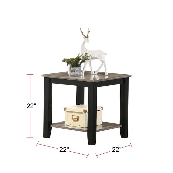 End Table Coffee Table With Open Shelf In Dark Brown and Grey