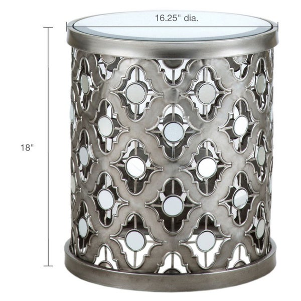 Silver Orchid Olivia Silver Quatrefoil Mirror Accent Table