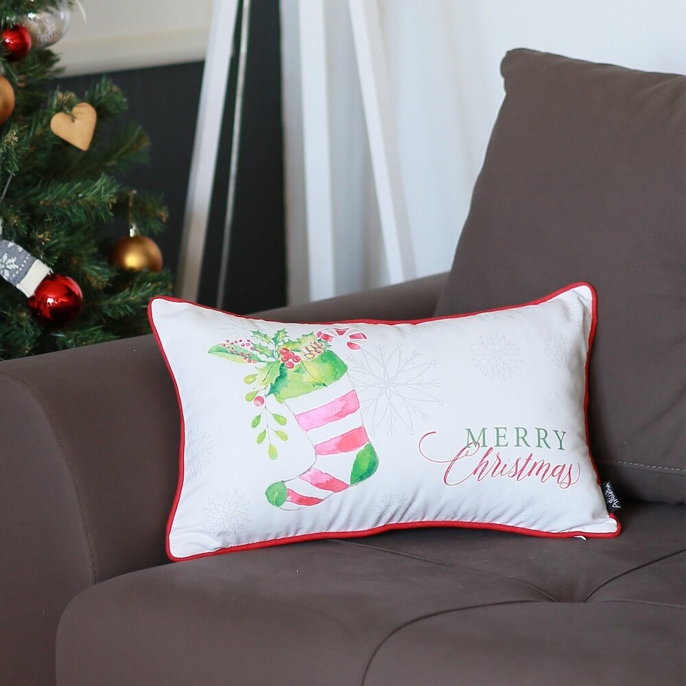 Christmas Stocking Printed Throw Pillow Cover Christmas Gift 12\