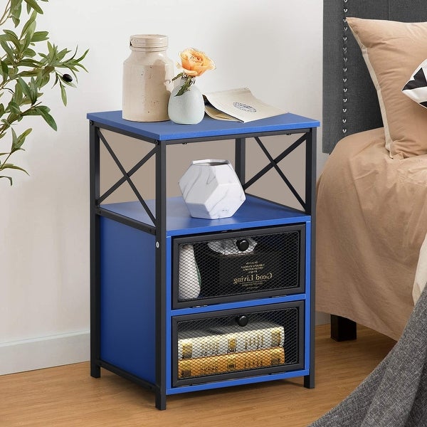 VECELO 23.8'' Tall Nightstand with Storage Shelves - - 32118692