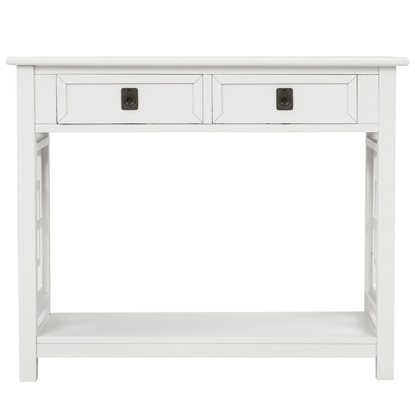 Console Table/Side Table with 2 Drawers and Bottom Shelf