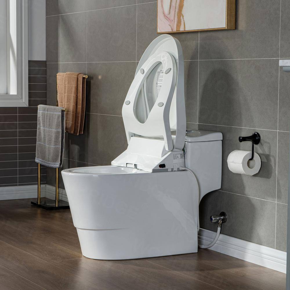 WOODBRIDGE Revel One Piece 1.1GPF1.6 GPF Dual Flush Elongated Toilet with Advance Smart Bidet Toilet in White HT737