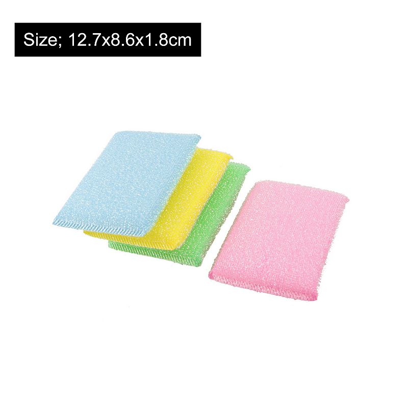 4 Pcs Assorted Color Scrub Sponge Padded Dish Pad Bowl Cup Cleaner