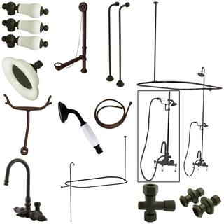 Kingston Brass Vintage Combo Set 3-Handle Claw Foot Tub Faucet with Shower Enclosure in Oil Rubbed Bronze HCCK2145PL