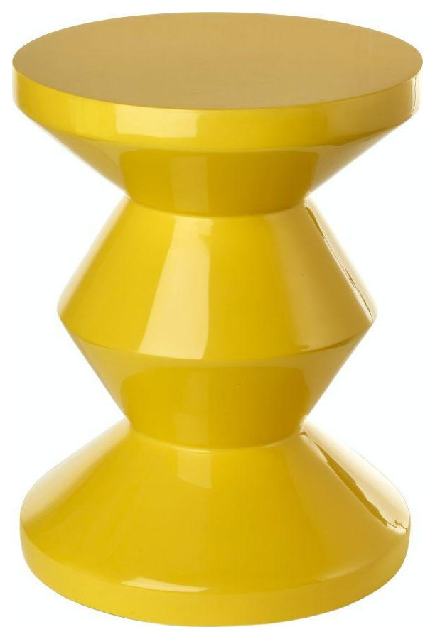 Yellow Lacquered Accent Stool  Pols Potten Zig Zag   Contemporary   Accent And Garden Stools   by Luxury Furnitures  Houzz