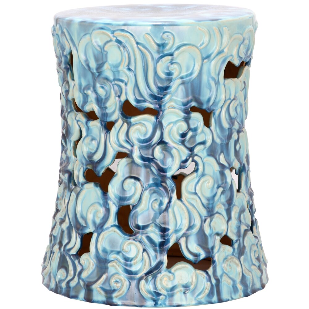 SAFAVIEH Ocean Cloud Blue Ceramic Decorative Garden Stool