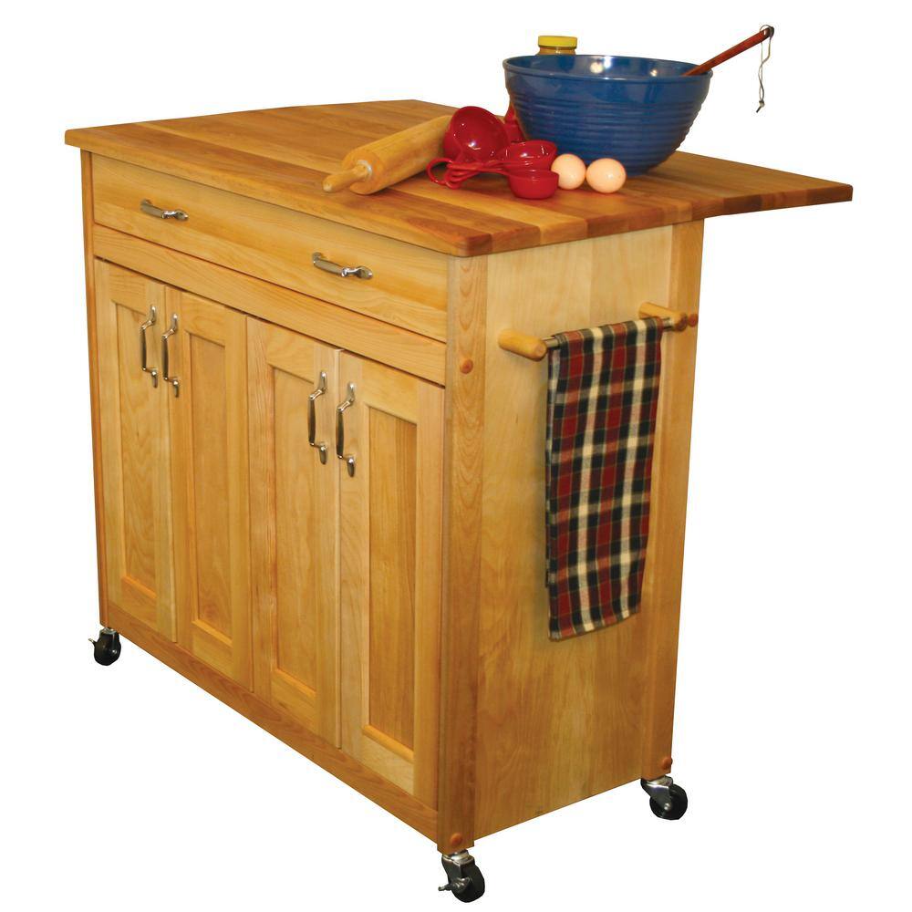 Catskill Craftsmen Natural Wood Kitchen Cart with Drop Leaf 51538