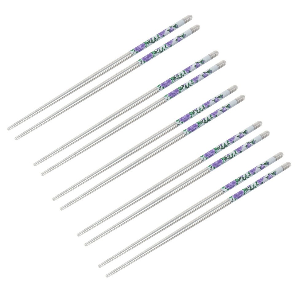 Stainless Steel Flower Pattern Chopsticks 5 Pairs   0.2\