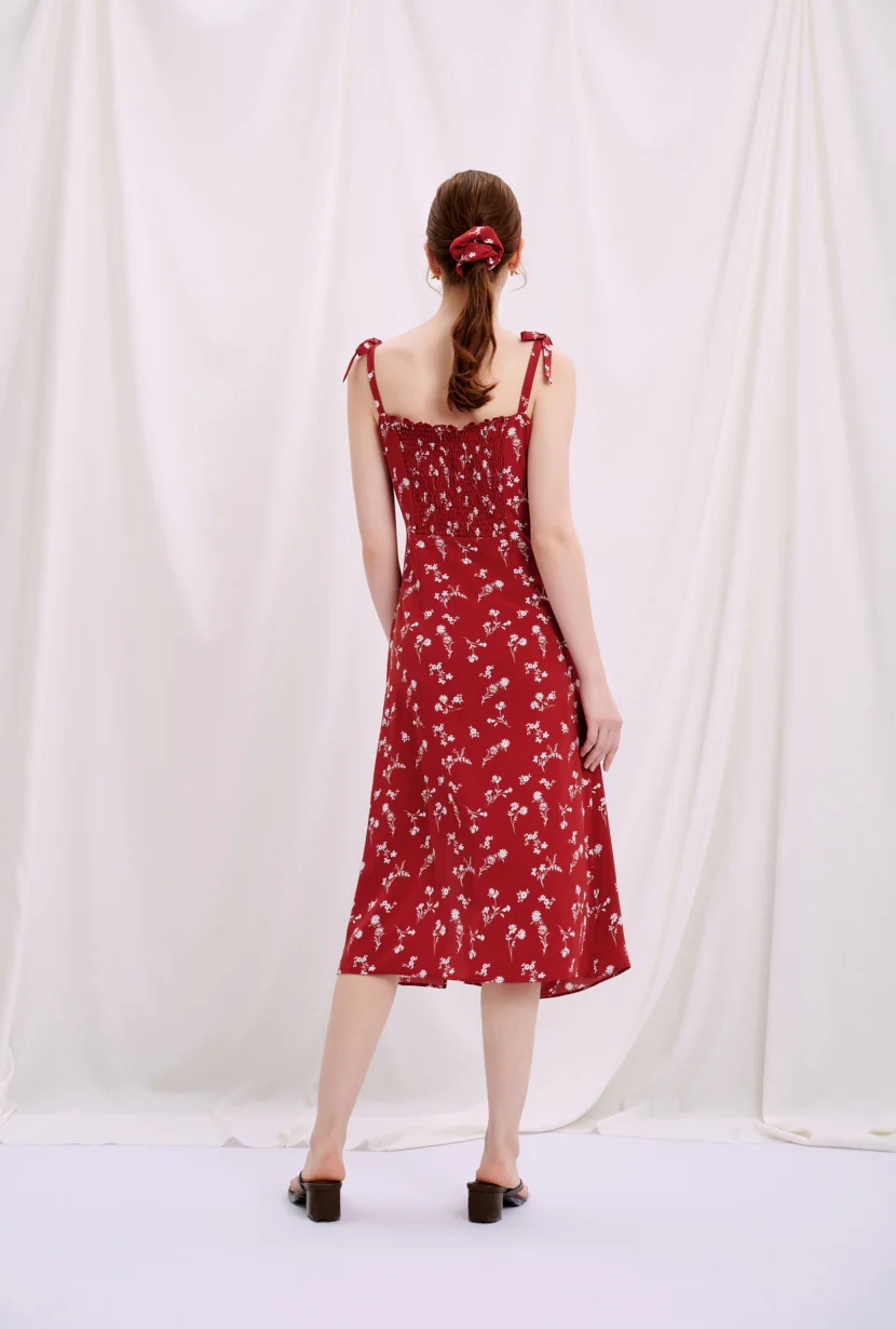 Lorraine Dress - Red Floral