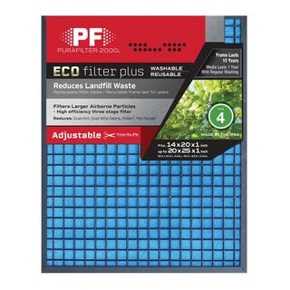 PURAFILTER 2000 14 in. x 20 in. x 1 in. to 20 in. x 25 in. x 1 Adjustable ECO Washable Air Filter FPR4 PFWADJFPR