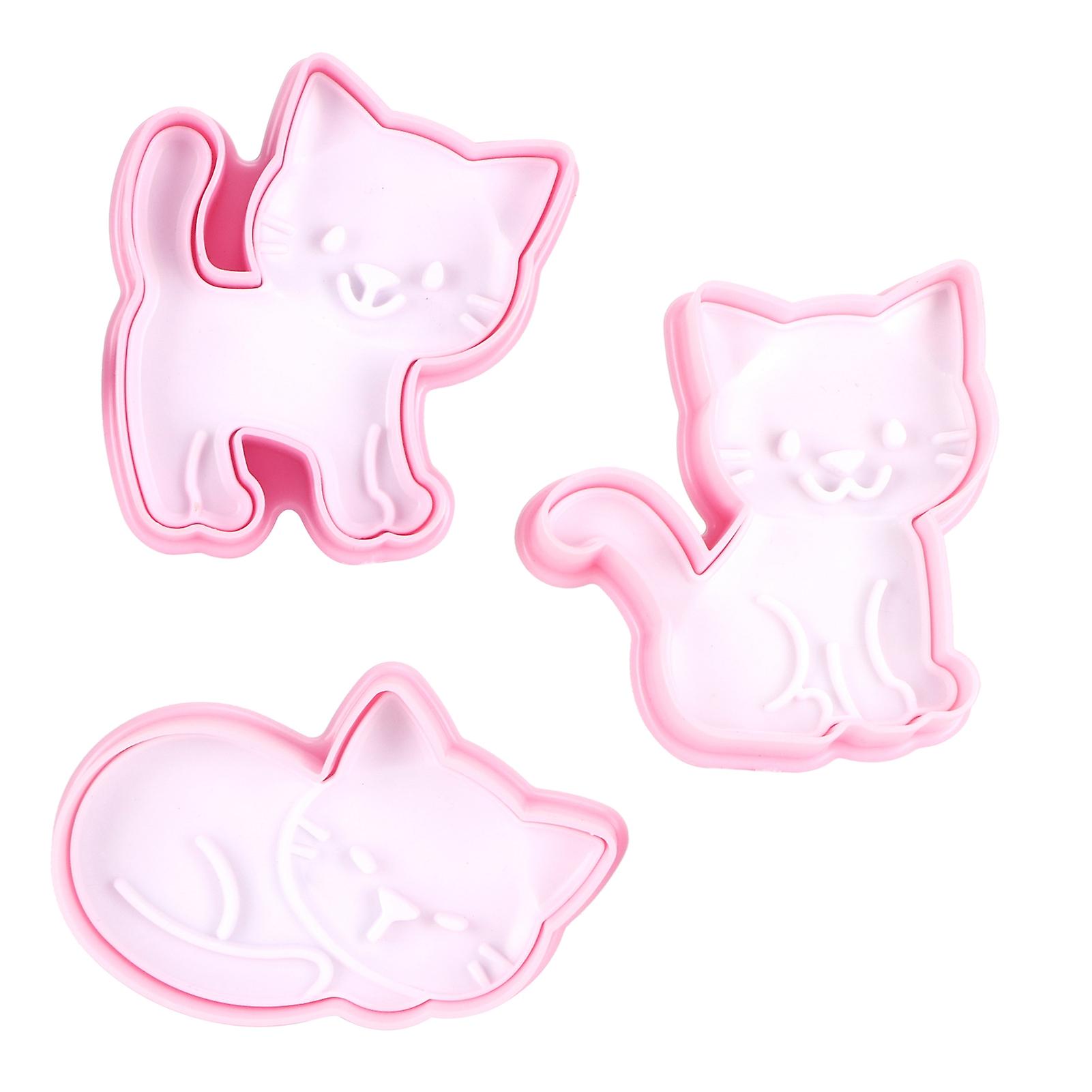 3pcs Cartoon Cat Shaped Cookies Molds DIY Baking Biscuit Mold Set Baking Accessory