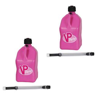 VP Racing Fuels Motorsport 5 Gal. Square Utility Jug Pink with 14 in. Hose (2-Pack) 2 x 3812 + 2 x 3044B