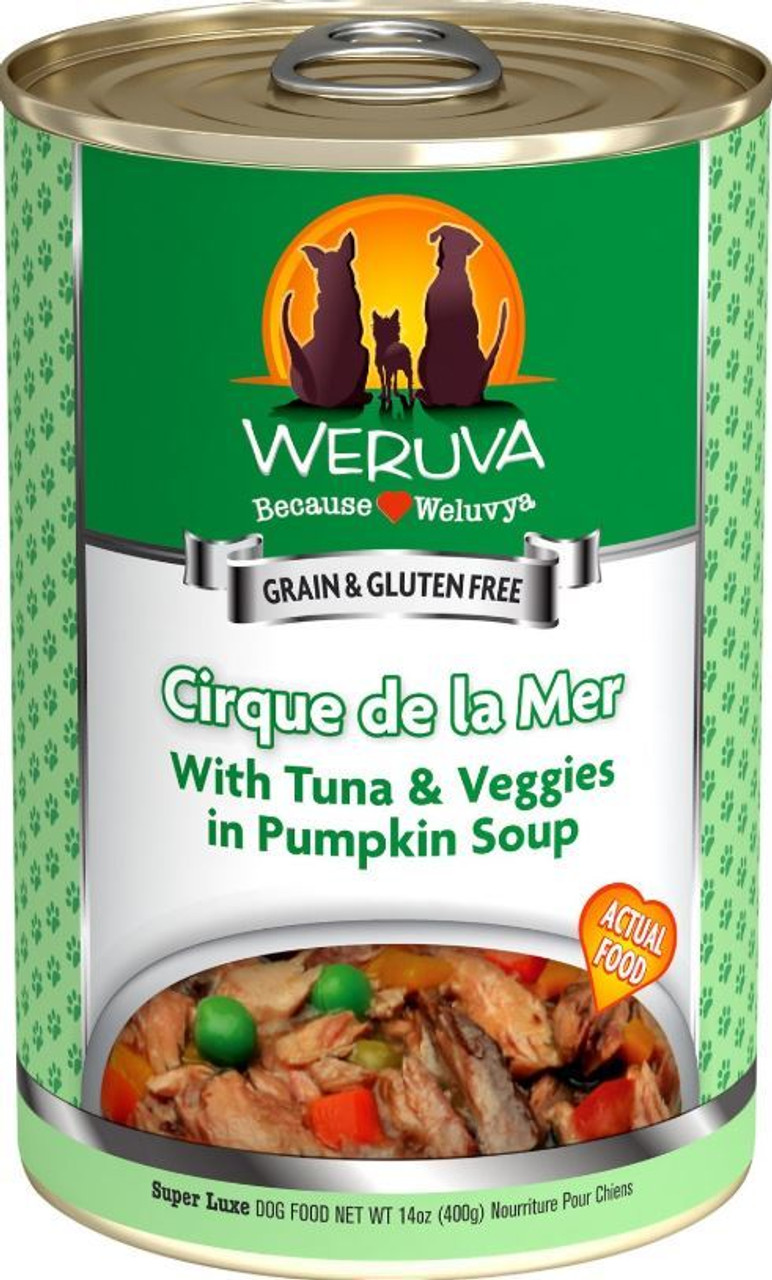 Weruva Cirque De La Mer With Tuna and Veggies In Pumpkin Soup Canned Dog Food， 14 Oz.