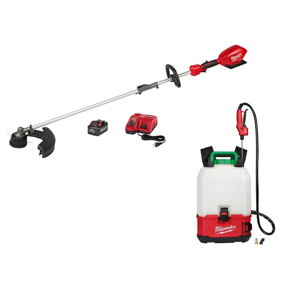 Milwaukee M18 FUEL 18V LithiumIon Brushless Cordless String Trimmer Kit with M18 4 Gal Switch Tank Backpack Pesticide Sprayer