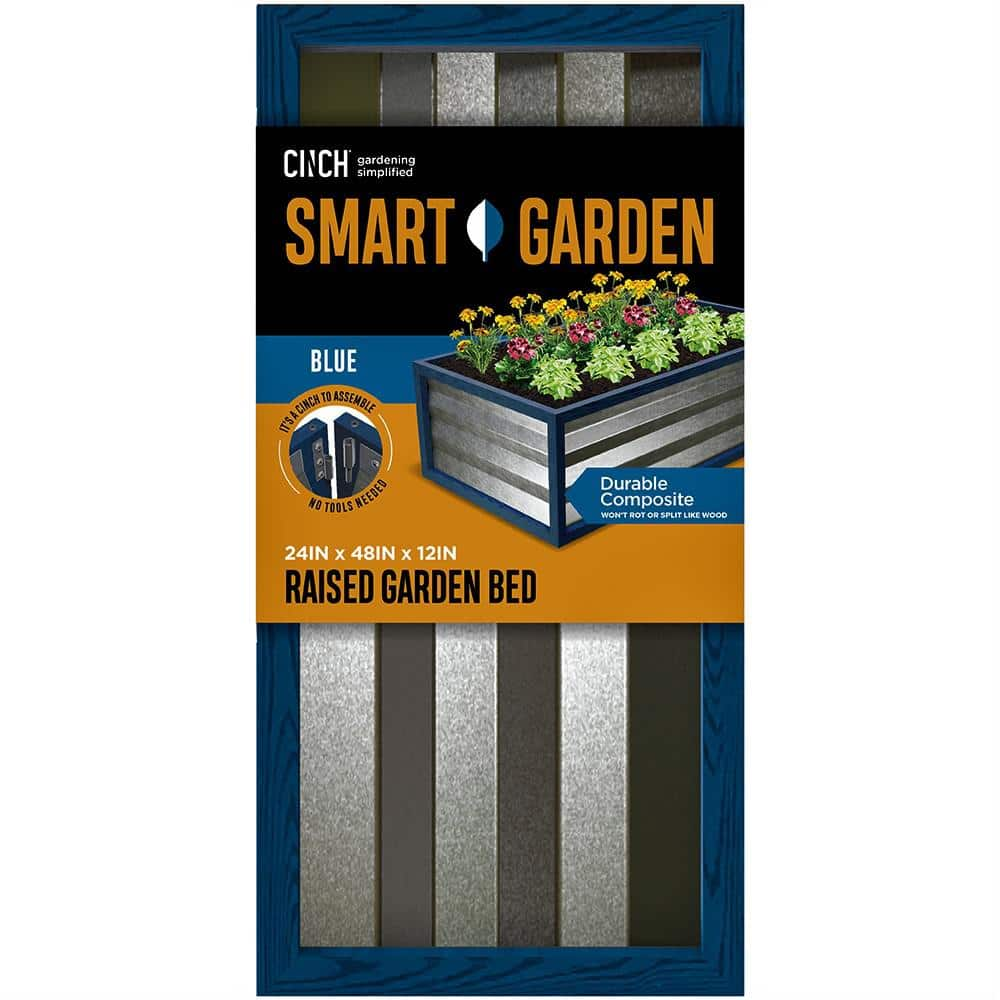 Cinch Smart Garden 48 in. x 24 in. x 12 in. Blue Composite with Galvanized Steel Raised Garden Bed 3053774