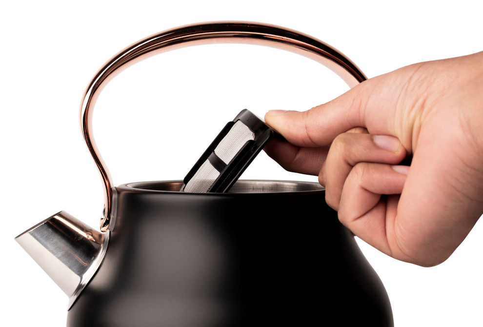 Haden Heritage 1.7 Ltr Stainless Steel Electric Kettle  Black and Copper   Contemporary   Kettles   by Studio Designs  Houzz