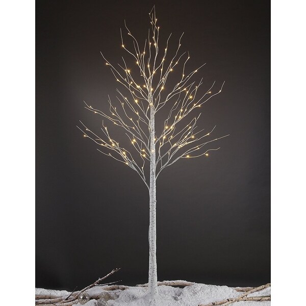 8FT Lighted Tree，132 LED Lighted Birch Tree for Decoration，Home Patio Wedding Festival Christmas Decor，Warm White