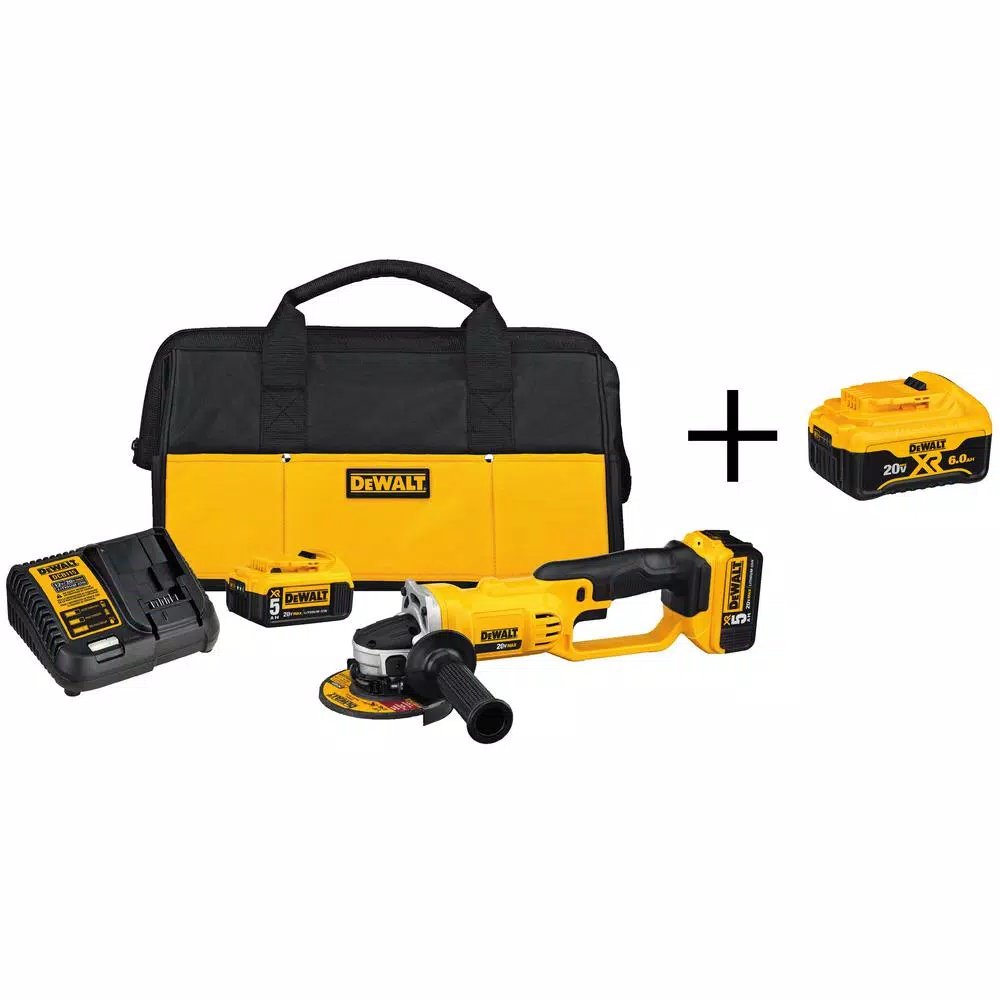 DEWALT 20-Volt MAX Cordless 4-1/2 in. to 5 in. Grinder， (2) 20-Volt 5.0Ah Batteries， (1) 20-Volt 6.0Ah Battery and Charger and#8211; XDC Depot