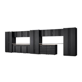 Husky 16-Piece Pro Duty Welded Steel Garage Storage System in Black LINE-X Coating (280 in. W x 81 in. H x 24 in. D) HTC163032062-LX