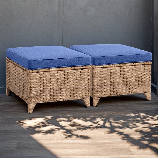 Wicker Rattan Ottoman Outdoor Patio Ottoman