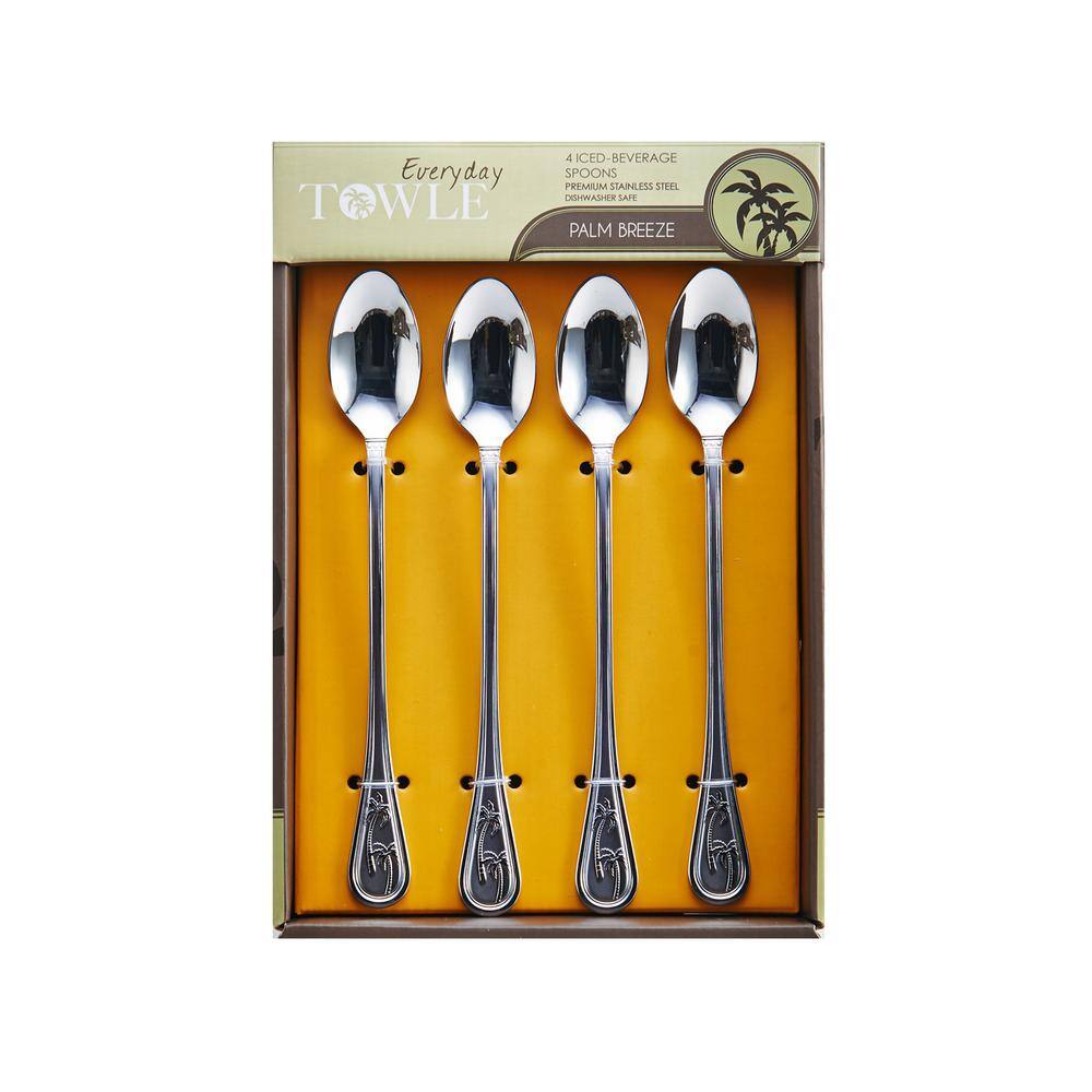 Towle Living Palm Breeze Stainless Steel Ice Beverage Spoons (Set of 4) 5202452