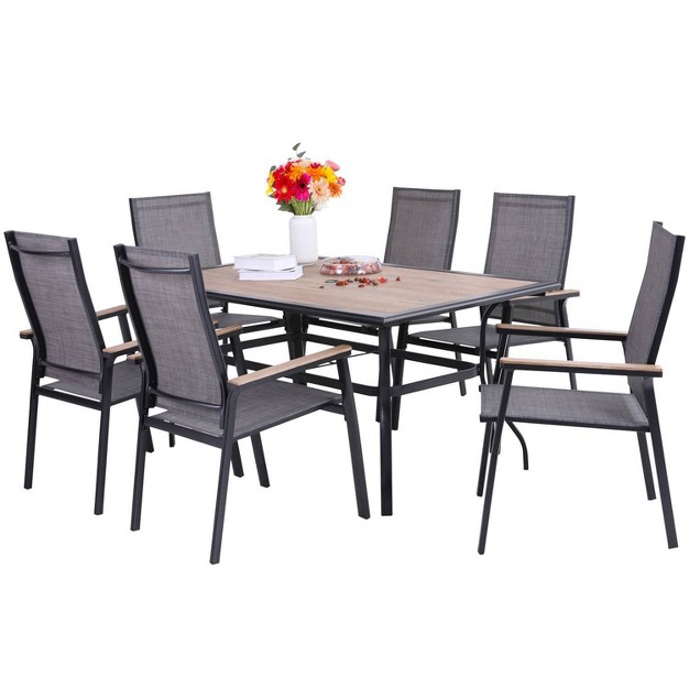 7pc Patio Set With Steel Table amp Aluminum Frame Sling Chairs Captiva Designs