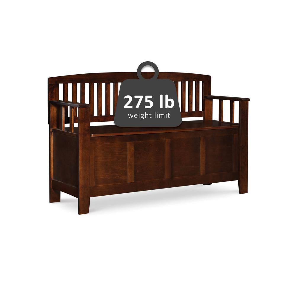 Linon Home Decor Cynthia Chinese Hardwood MDF Plywood Storage Bench in Walnut 83985WAL-01-KD-U