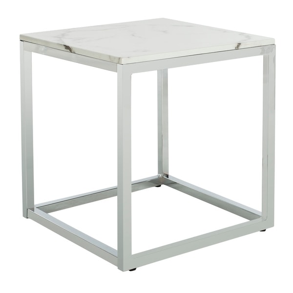 SAFAVIEH Bethany White/ Chrome Square End Table - 19.6