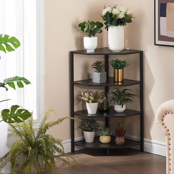 Corner End Table 4-Tier Open Shelves