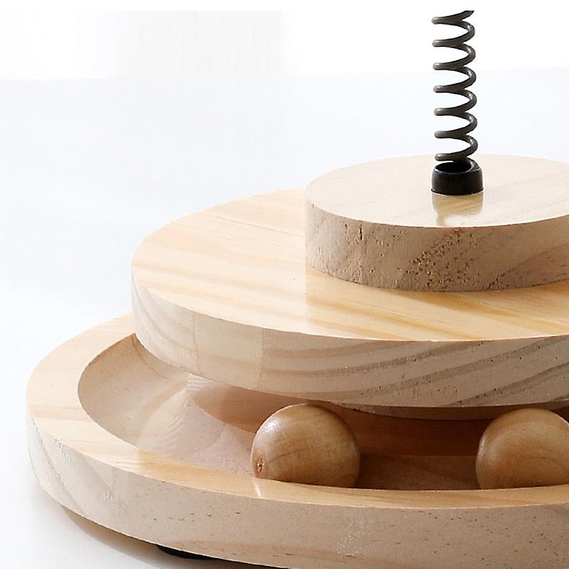 Solid wood turntable cat toy