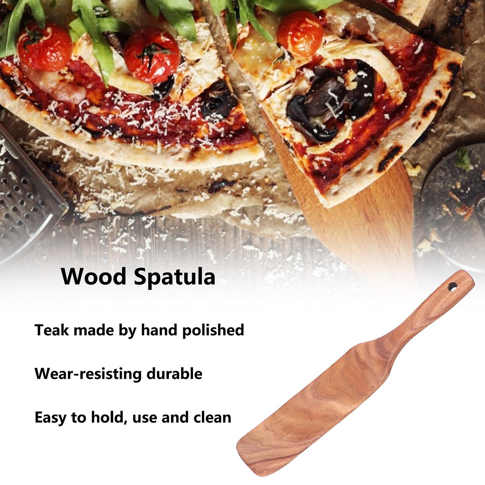 Wooden Cooking Spatula Teak Spurtle Non-stick Pizza Spatula Kitchen Utensils Cooking Stirring Mixing Serving[29*5.5 Cm]