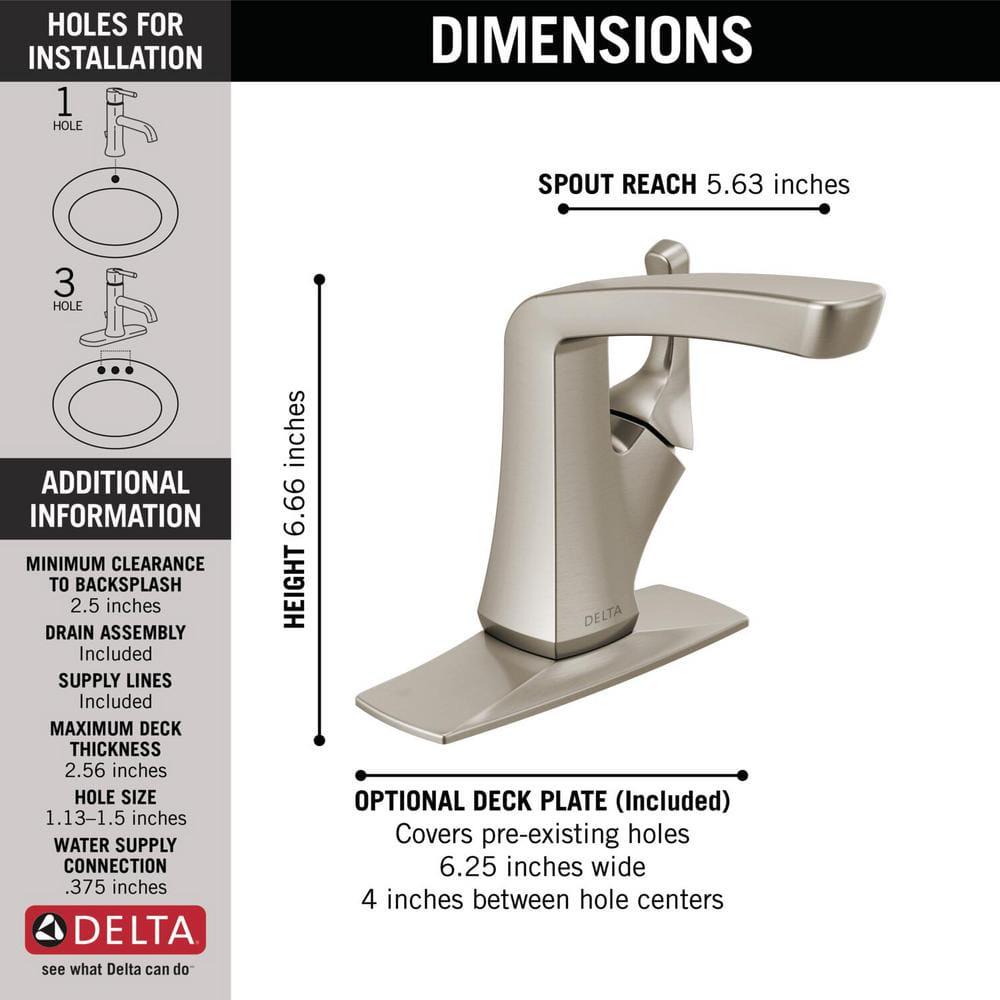 Delta Vesna 4 in Centerset SingleHandle Bathroom Faucet in SpotShield Brushed Nickel