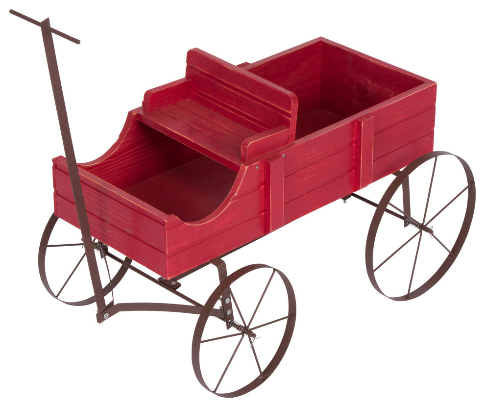 Shine Company Decorative Buckboard Cedar Wood Wagon Planter   Contemporary   Outdoor Pots And Planters   by Shine Company  Houzz