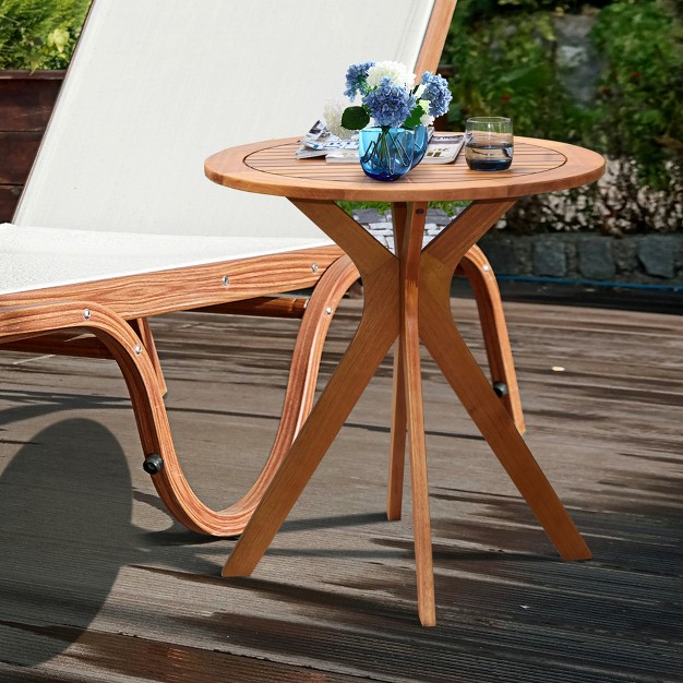 Costway 27 x27 x27 Outdoor Round Table Solid Wood Coffee Side Bistro Table