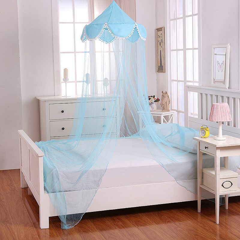 Casablanca Kids Pom Pom Sheer Collapsible Hoop Bed Canopy