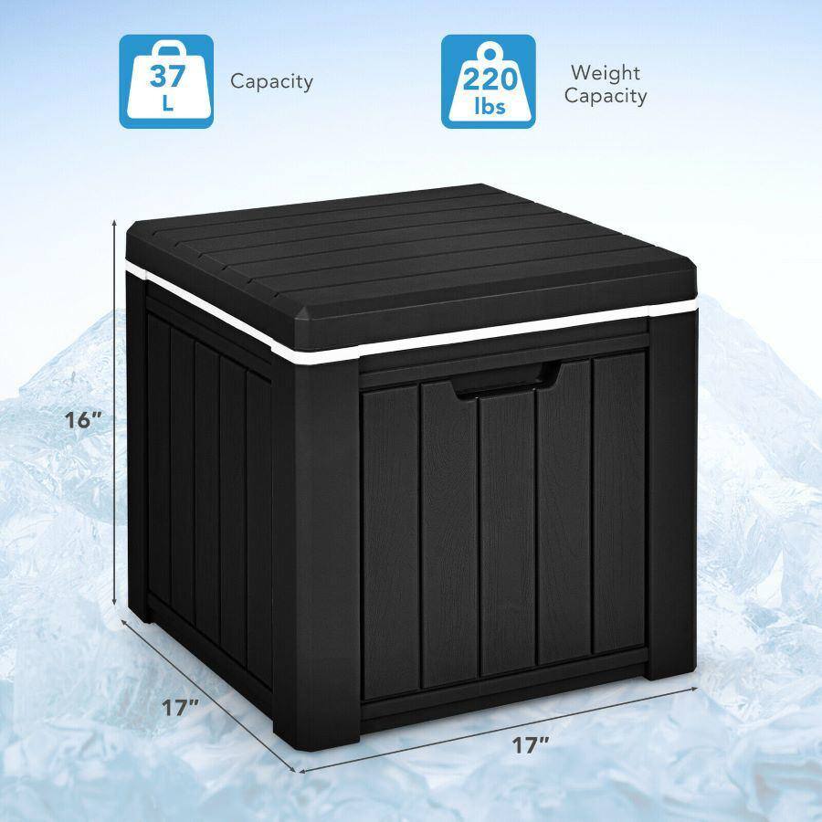 ITOPFOX 3-In-1 Patio 10 Gal. Ice Cube Cooler Box Table Stool Storage WHandle H2SA22OT020