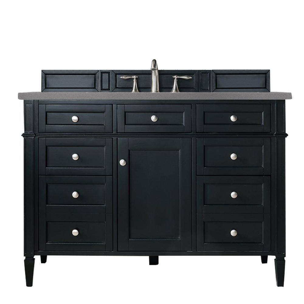 James Martin Vanities Brittany 48 in. W x 23.5 in.D x 34 in. H Single Vanity in Black Onyx with Quartz Top in Grey Expo 650-V48-BKO-3GEX