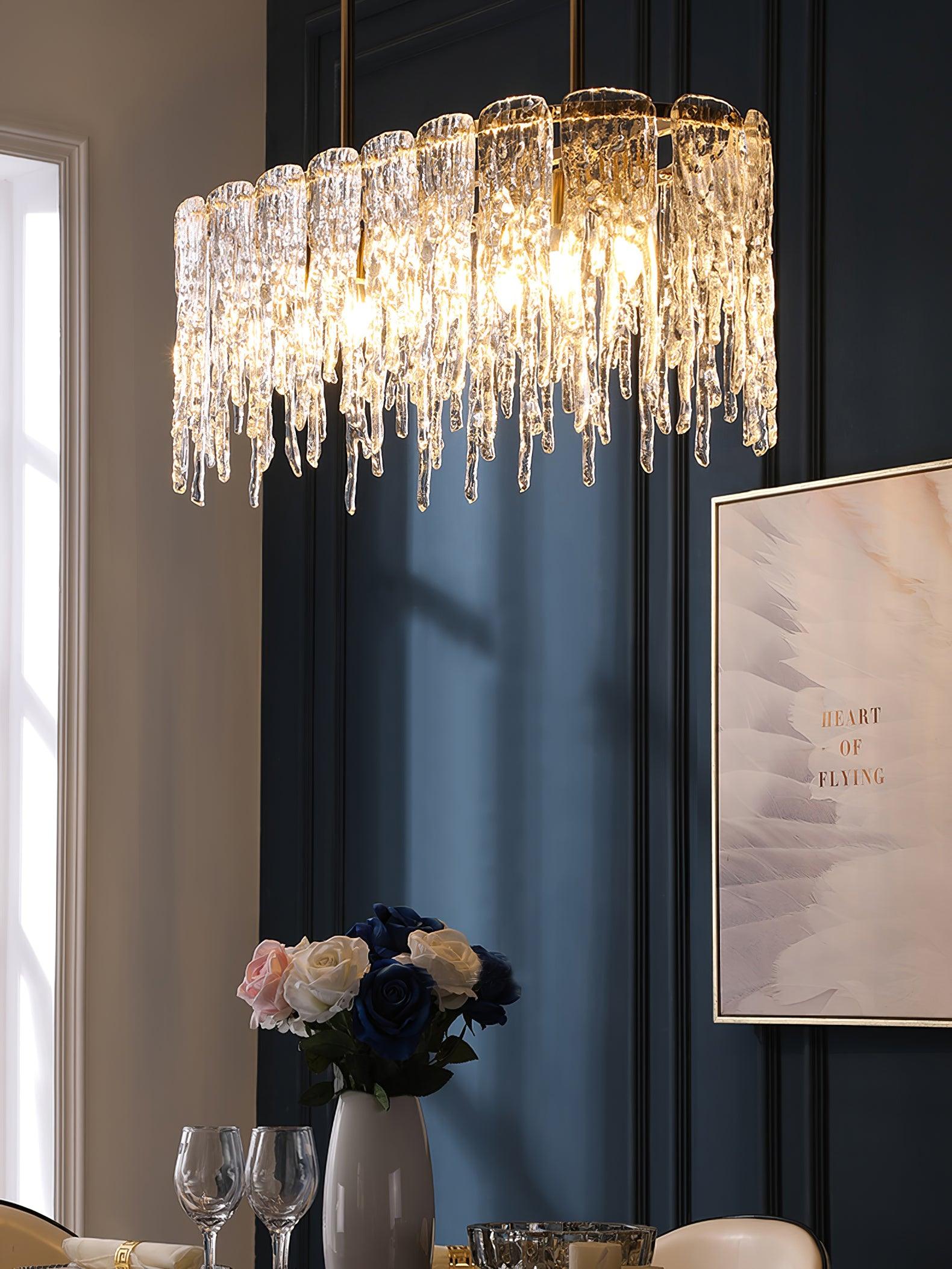 Rectangular Icicle Glass Chandelier