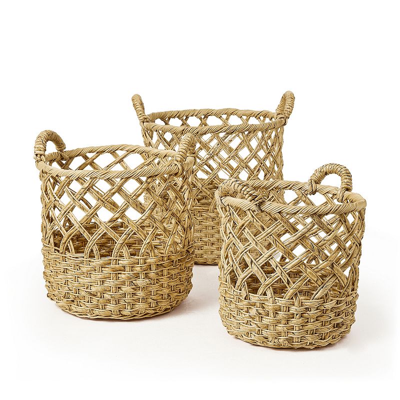 Saddle River 3-piece Set Round Open Weave Banana Baskets